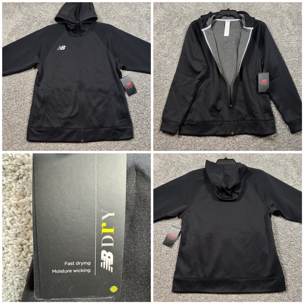 New Balance NBW Travel Knit Jacket Women Full Zip Scuba Hoodie Black M NEW